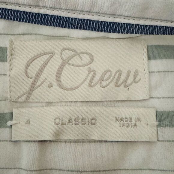 J. Crew Stripe Classic-fit Collarless Puff-sleeve Shirt Size 4 - Picture 4 of 6